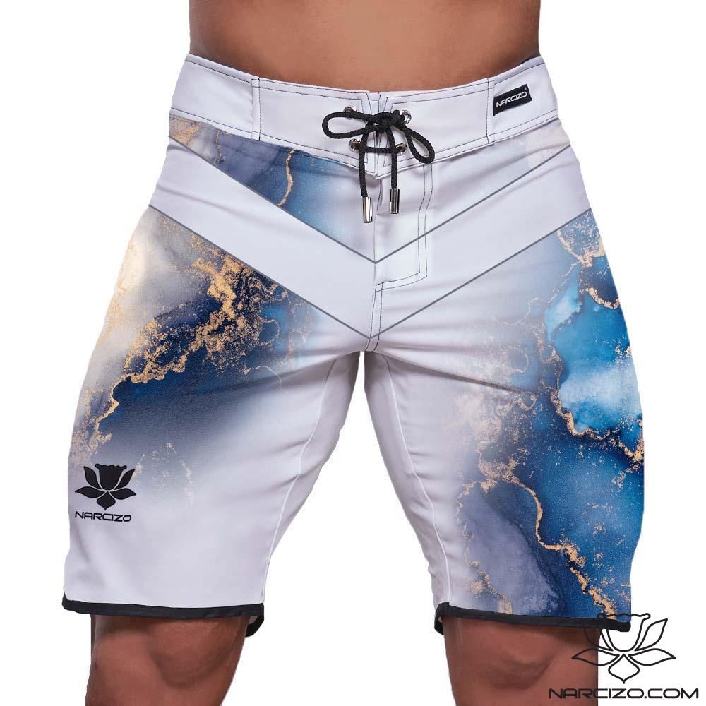 Spodenki startowe do Men's physique (fitness plażowe) Blue Marble 19"