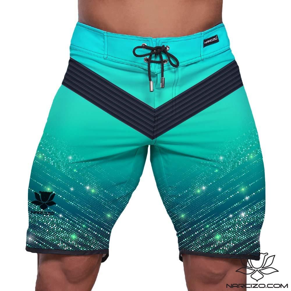 Spodenki startowe do Men's physique (fitness plażowe) Turquoise Phantom 19"